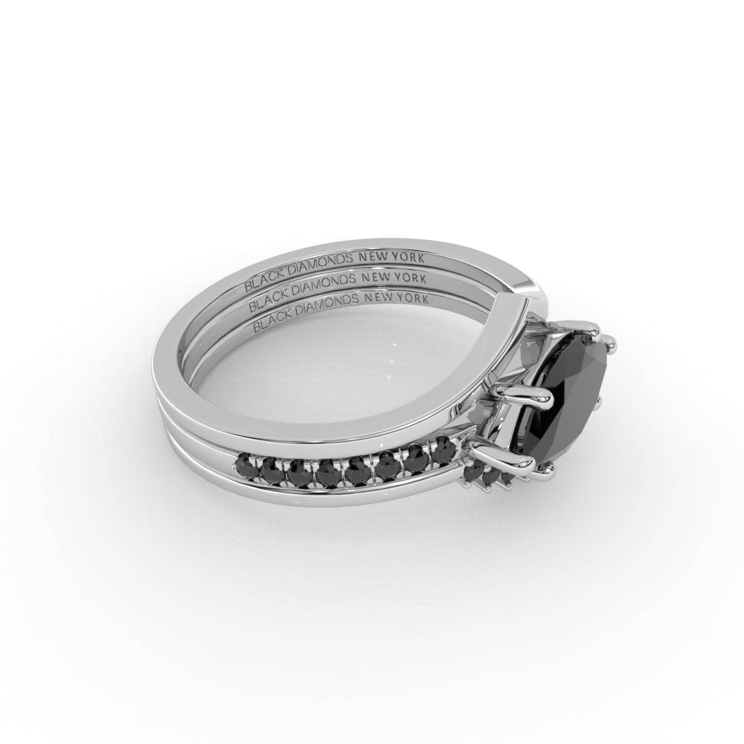 Beautiful In My Eyes- Black Diamond Marquise Cut 14K White Gold Gothic Wedding Ring