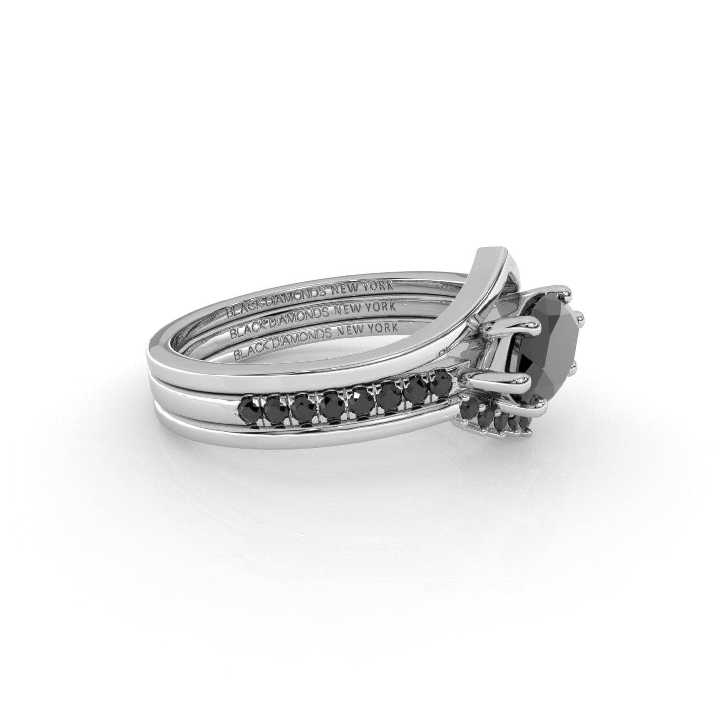 Beautiful In My Eyes- Black Diamond Marquise Cut 14K White Gold Gothic Wedding Ring