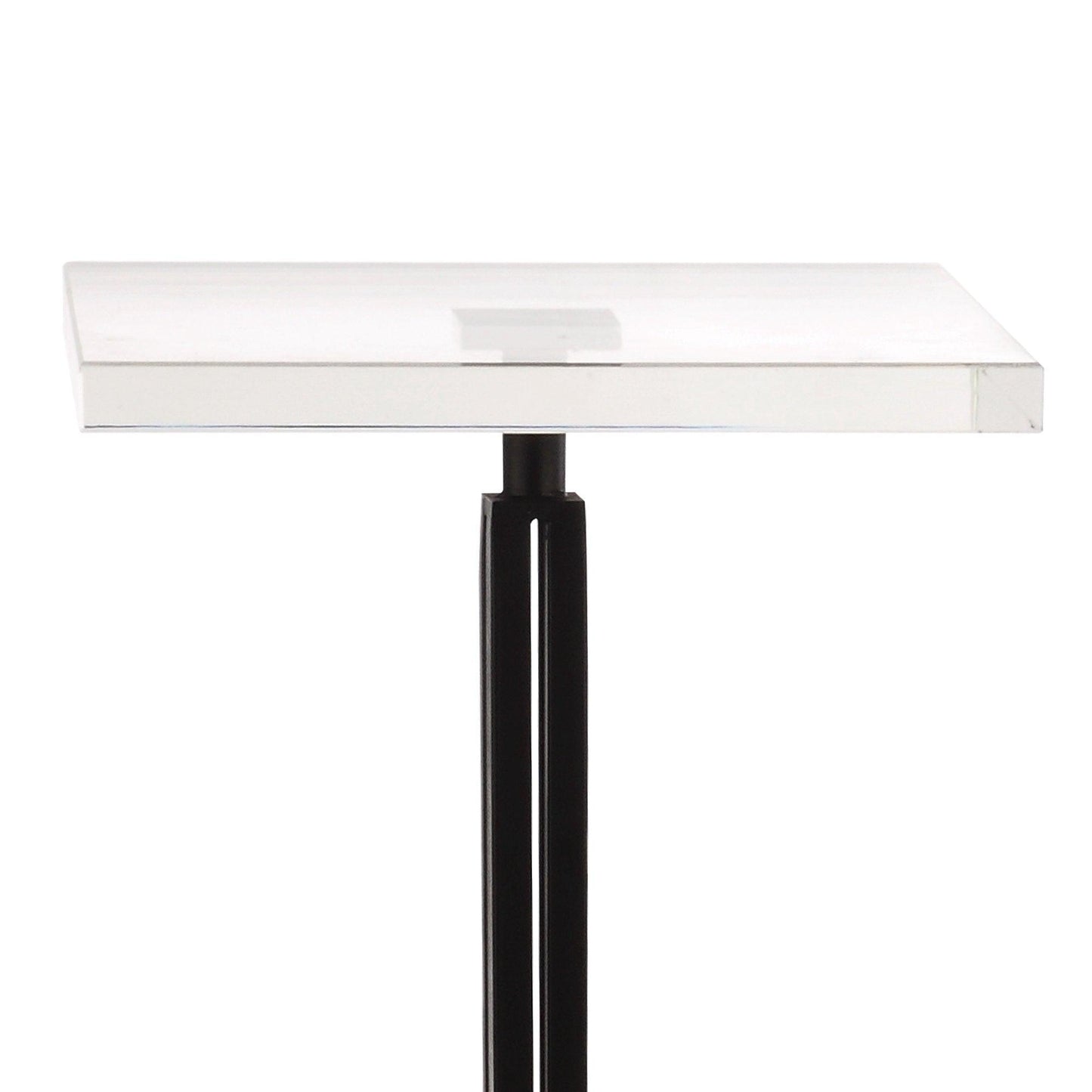 Black Square Side Table with Marble Base