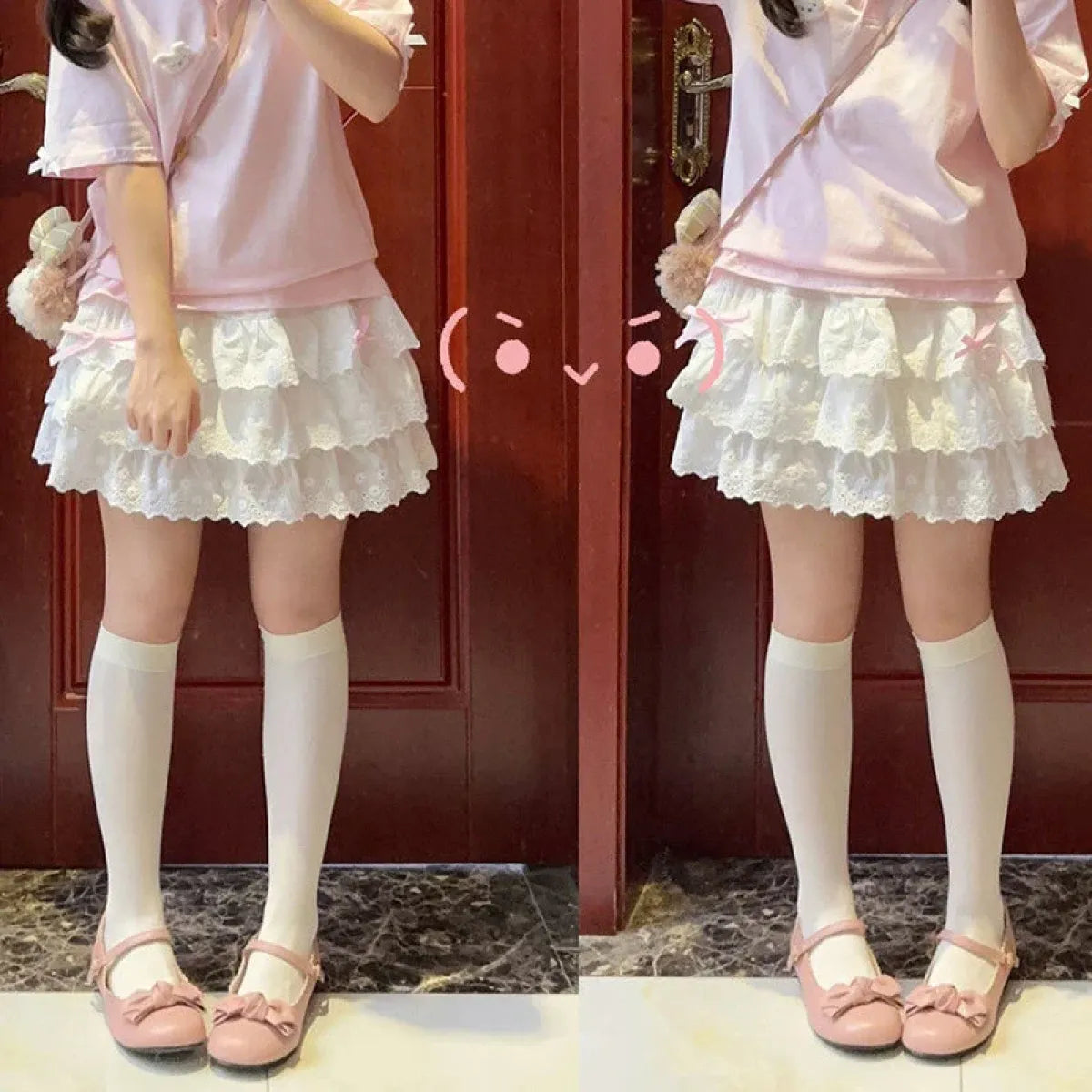 Lace Ruffle Mini Skirt – Kawaii Sweet Lolita Bow Detail