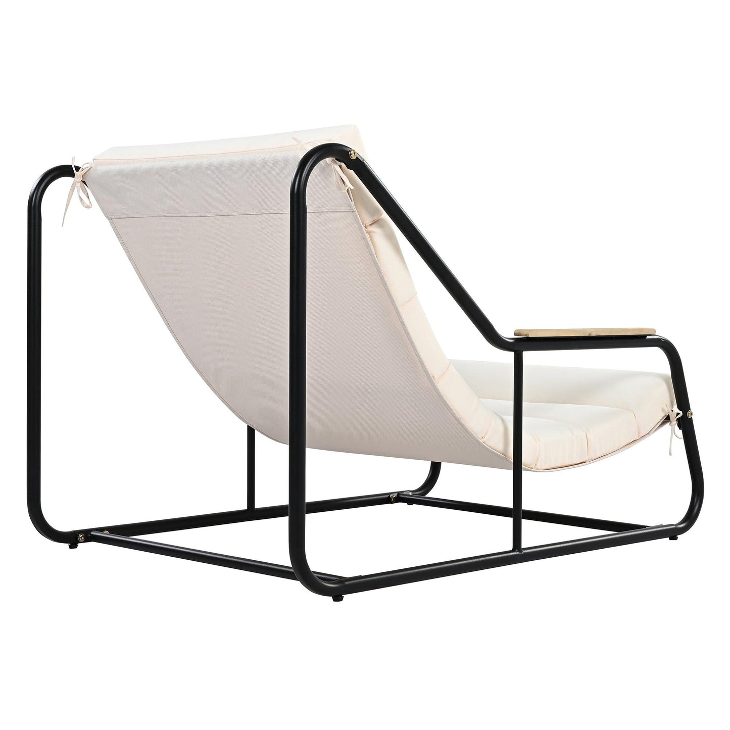 Outdoor Chaise Lounge Chairs Set of 3 with Acacia Side Table, Pool Lounge Chairs for Lawn, Deck, Beach