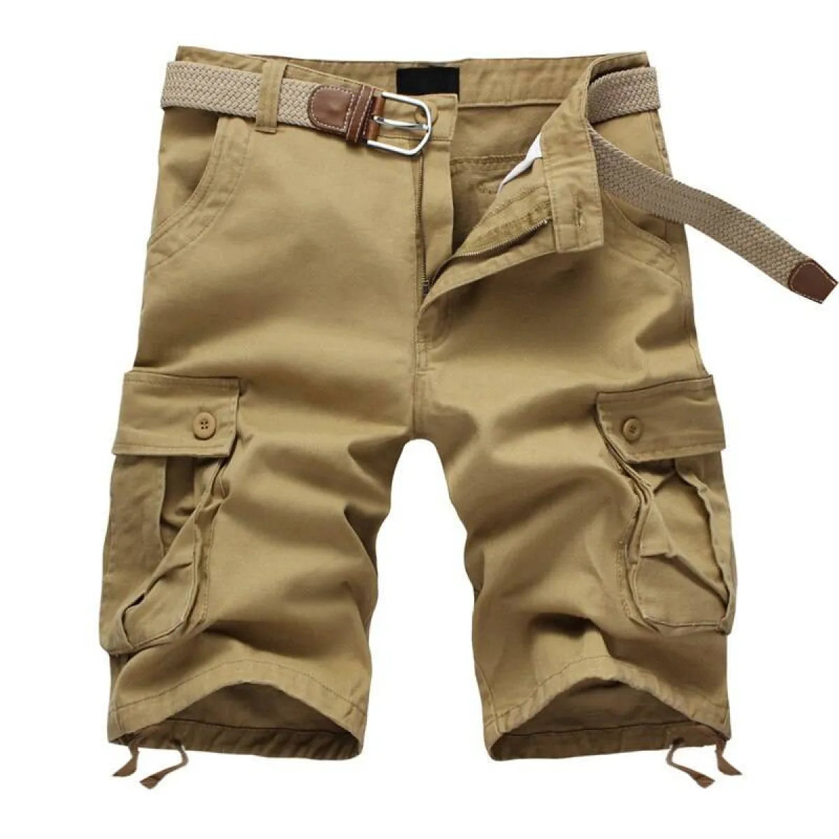 Patterned Button Cotton Cargo Trousers Shorts