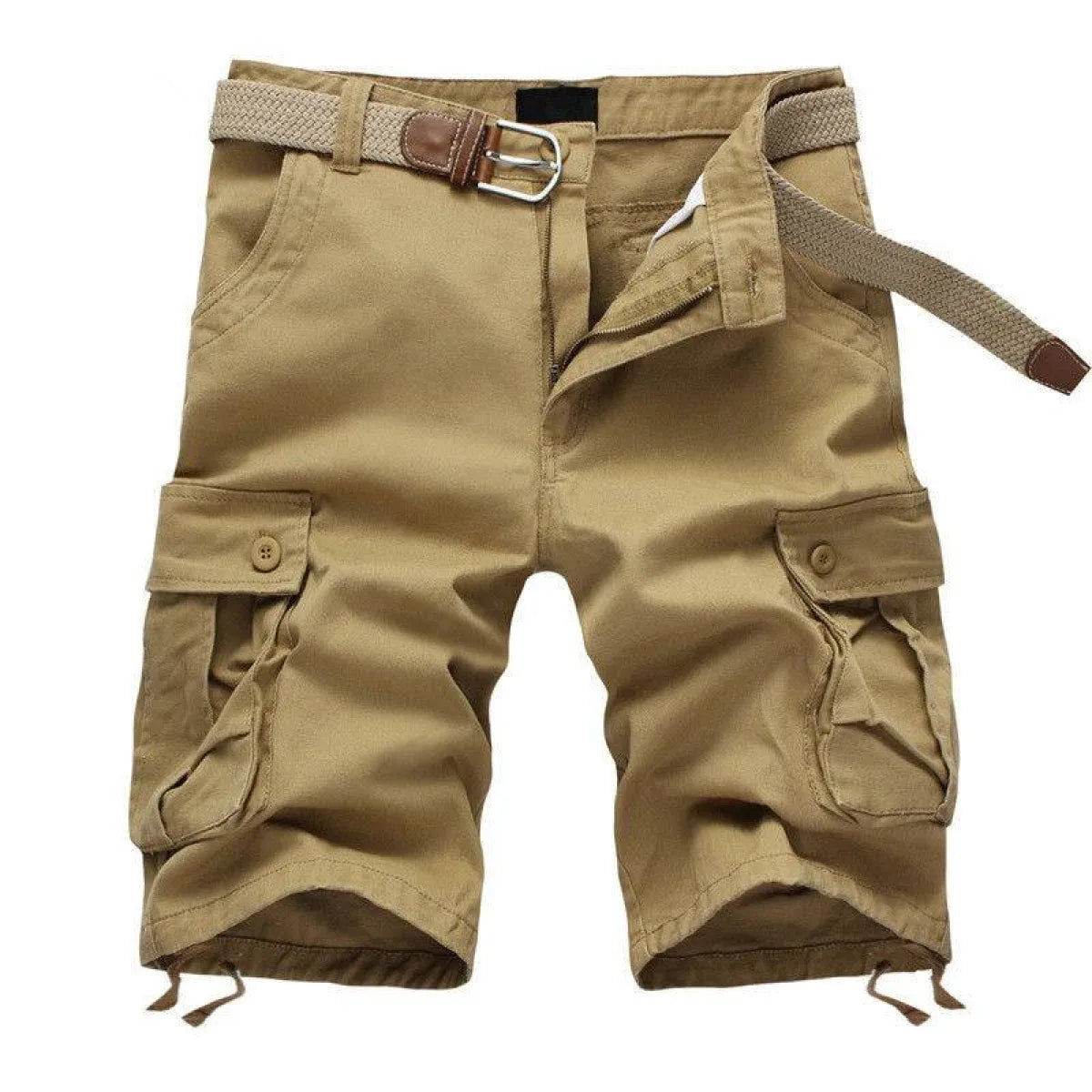 Patterned Button Cotton Cargo Trousers Shorts