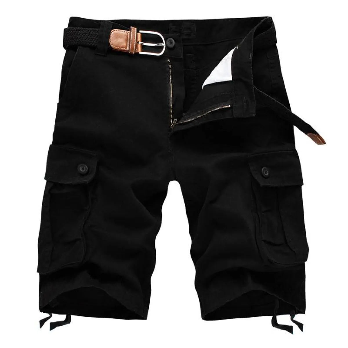 Patterned Button Cotton Cargo Trousers Shorts
