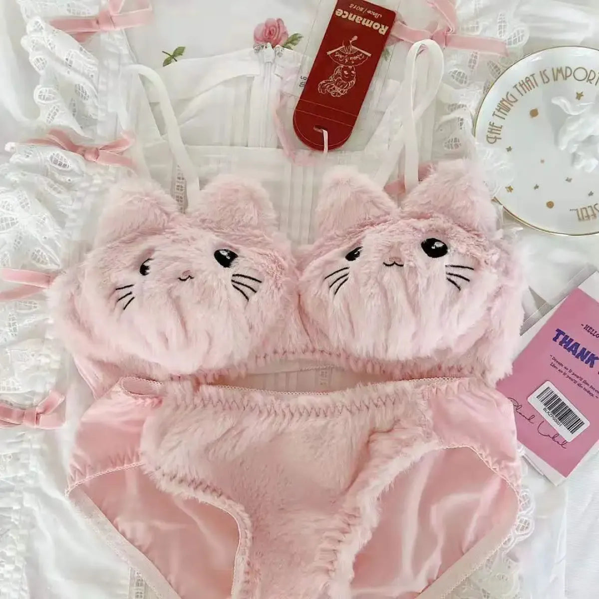 Harajuku Kawaii Fashion Fluffy Cat Lingerie Set