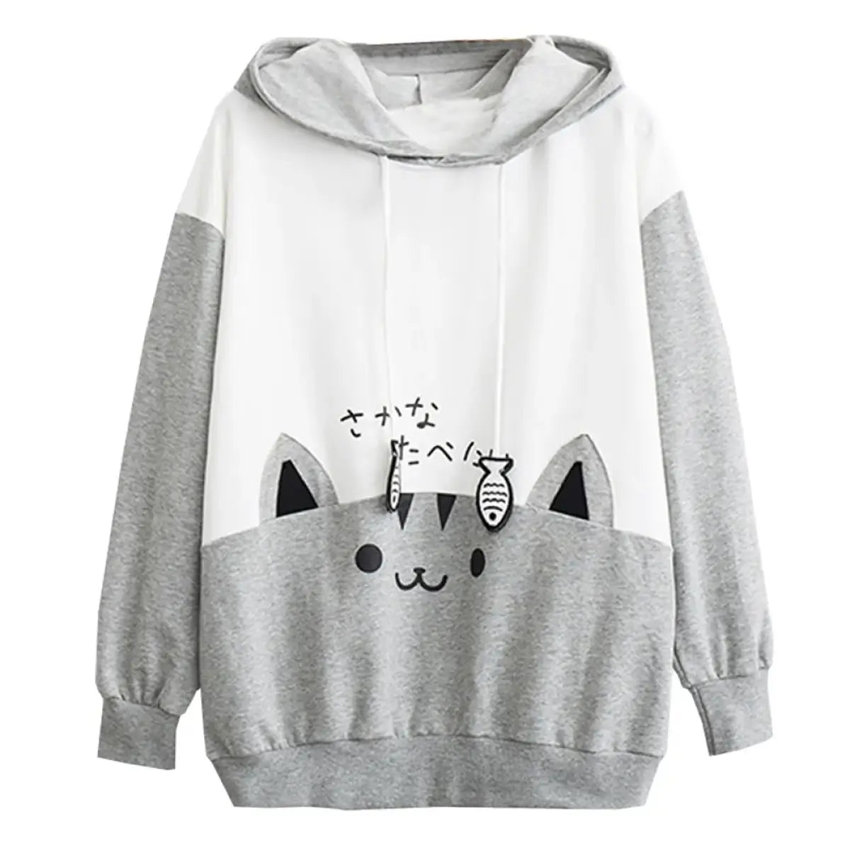 Casual Long Sleeve Cat Print Sweatshirt