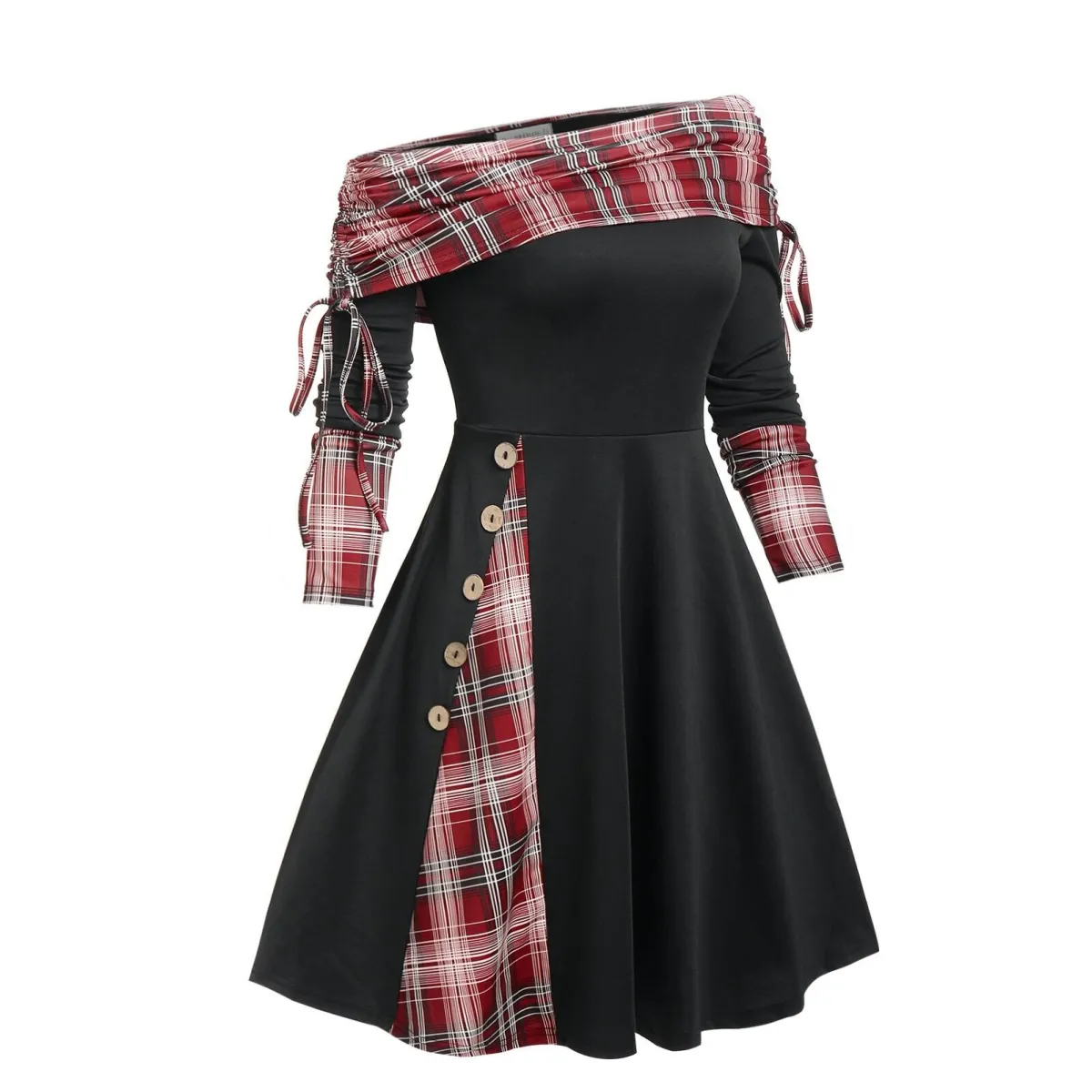 Cinched Striped Flare Dress