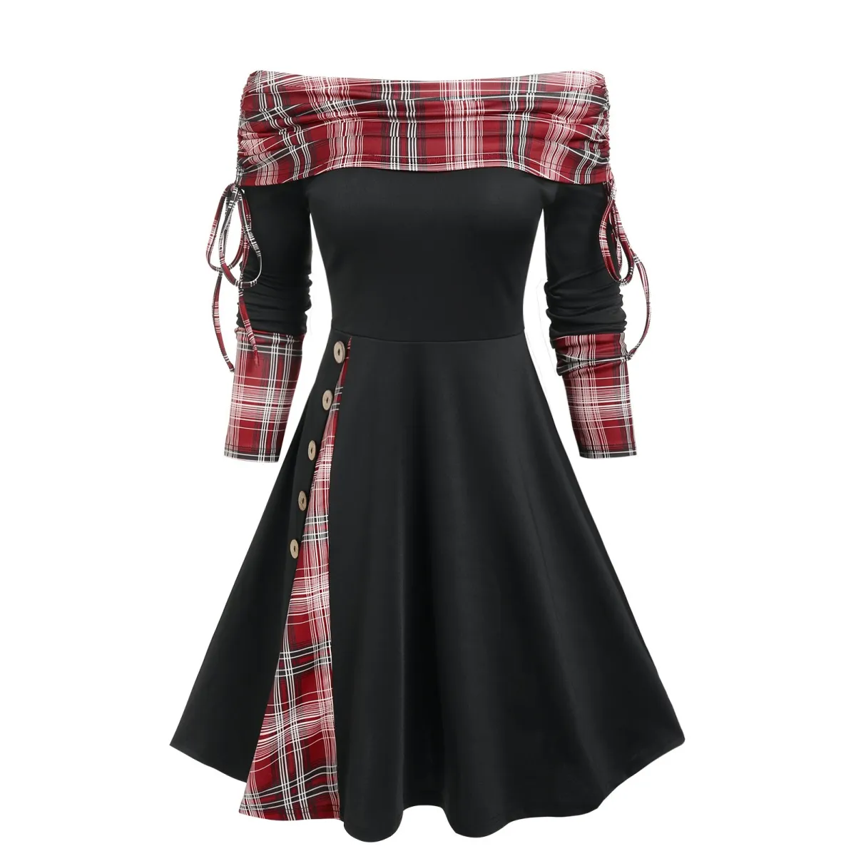 Cinched Striped Flare Dress