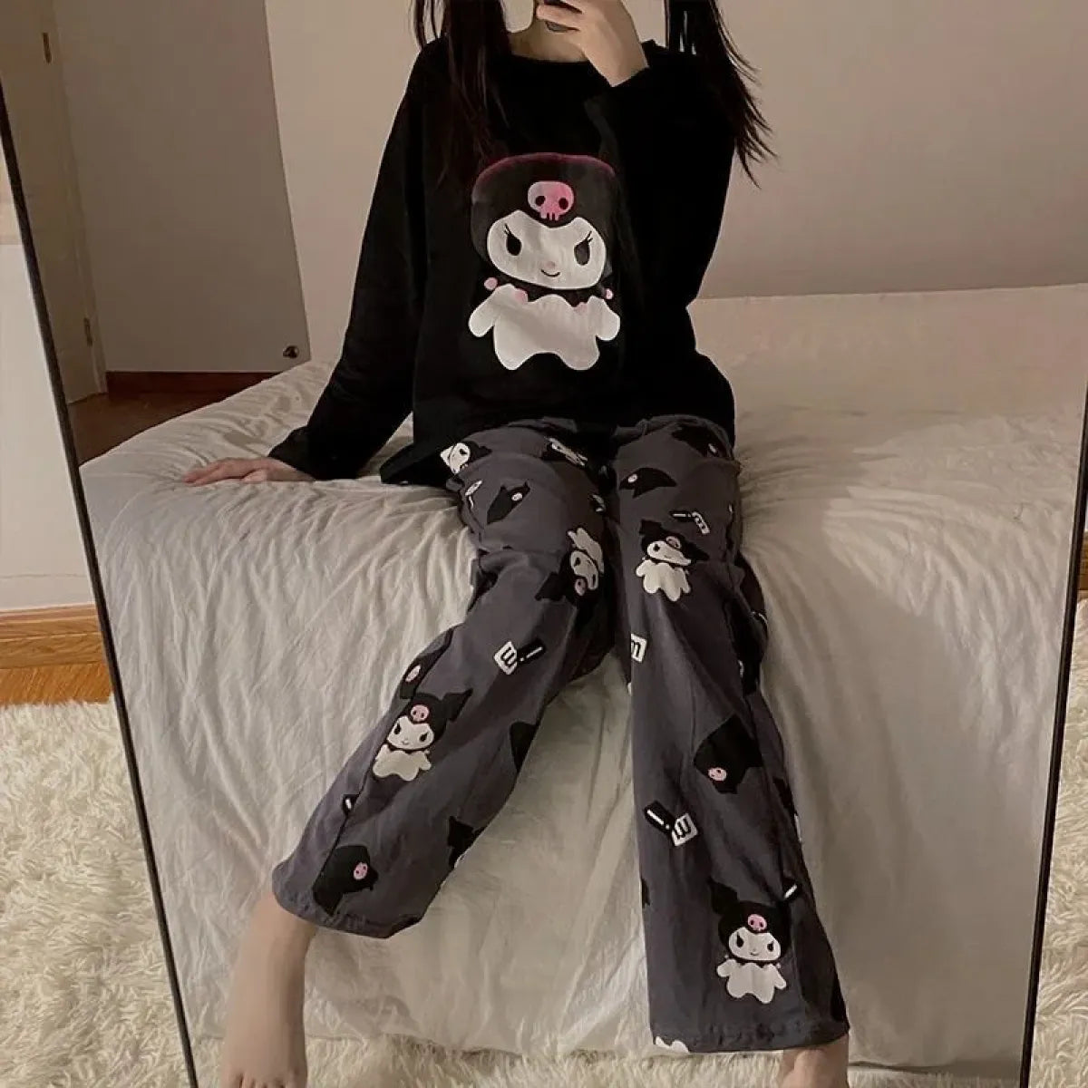Hello Kitty Kuromi My Melody Cinnamoroll Flannel Pajamas