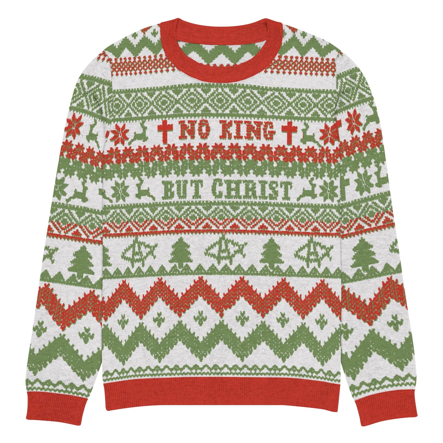 AnarchoChristian No King but Christ Knitted Ugly Christmas Sweater