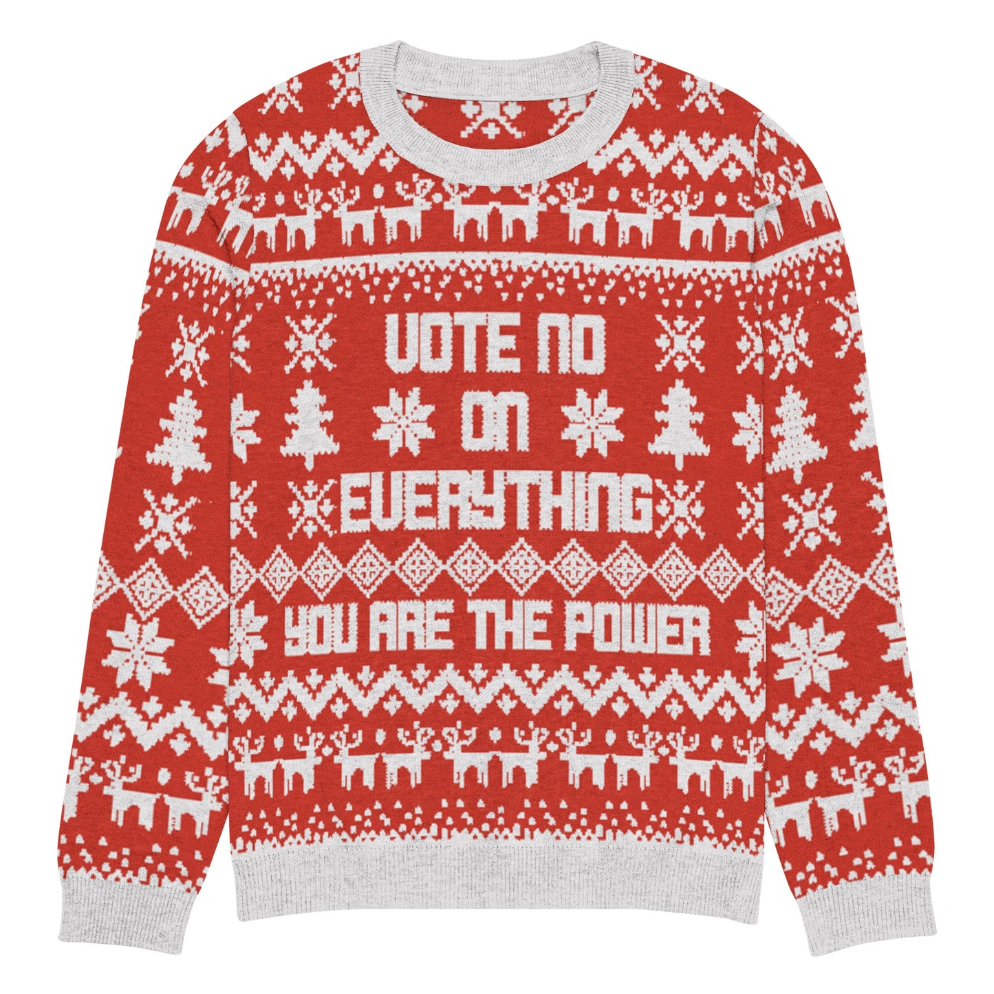 Vote No on Everything Knitted crew neck sweater