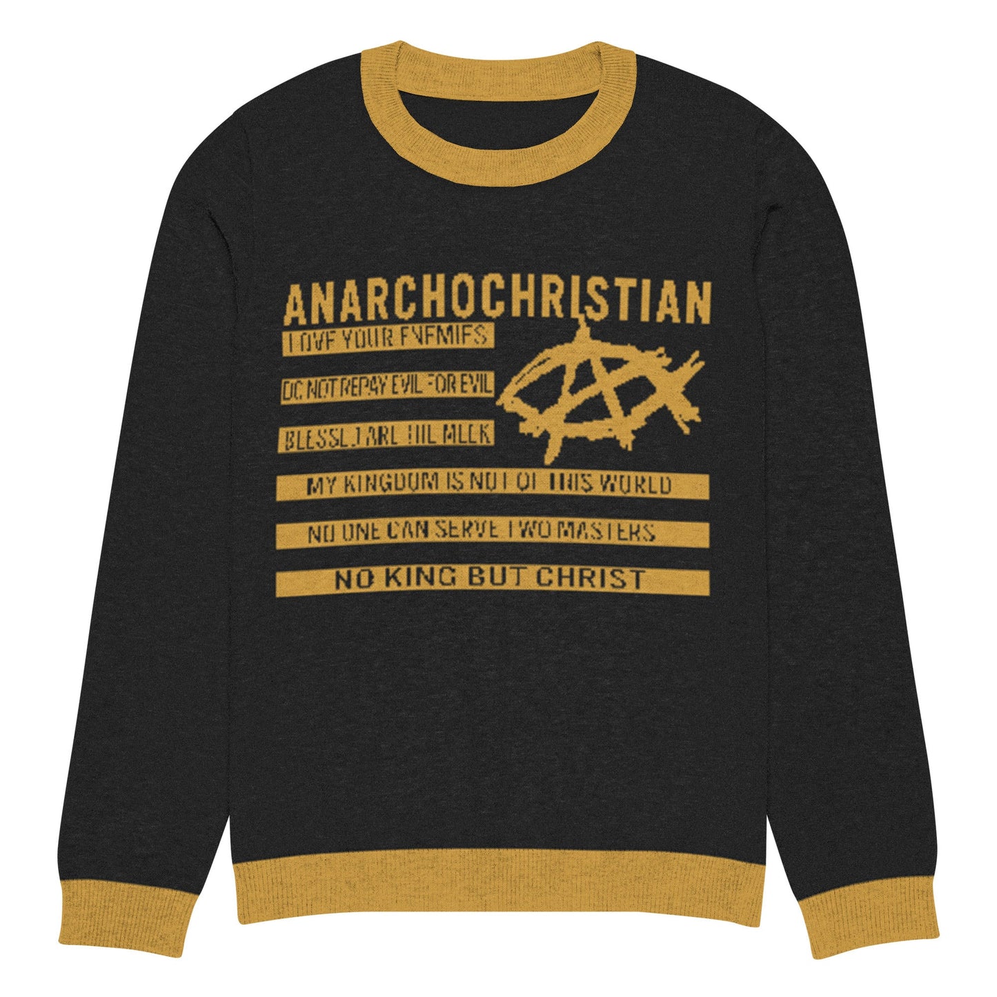 AnarchoChristian No King but Christ Knitted Ugly Christmas Sweater