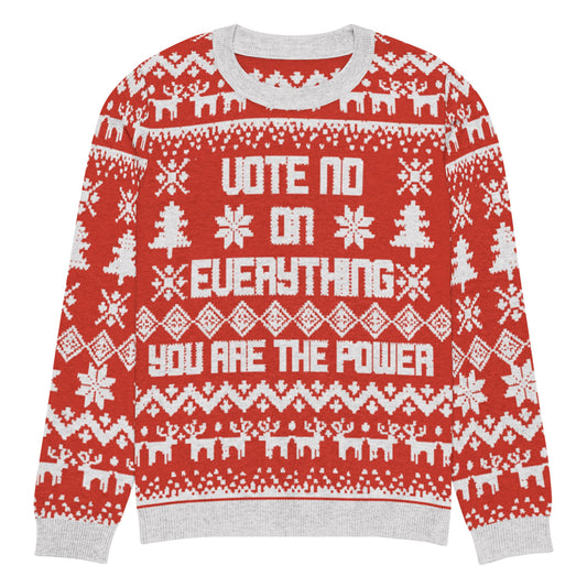 Vote No on Everything Knitted crew neck sweater