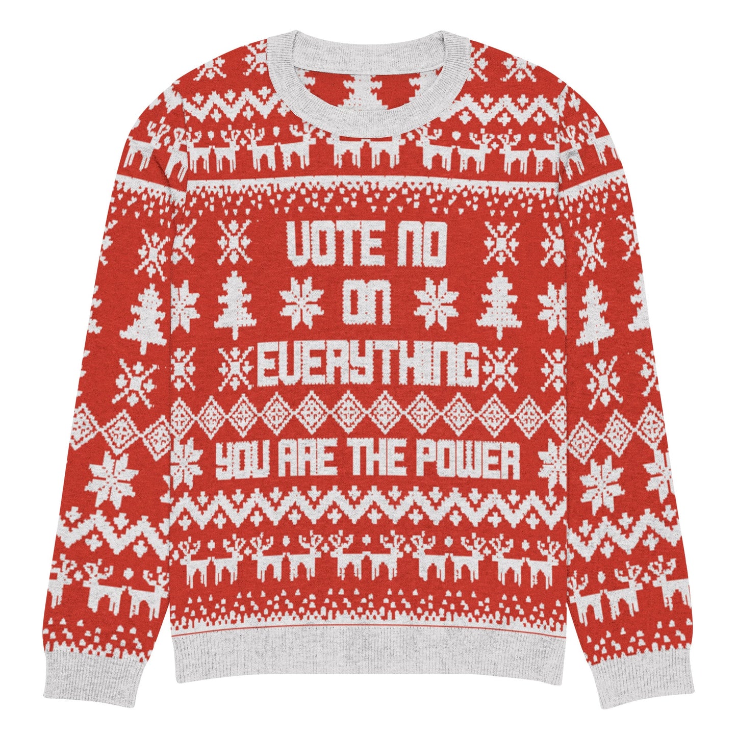 Vote No on Everything Knitted crew neck sweater