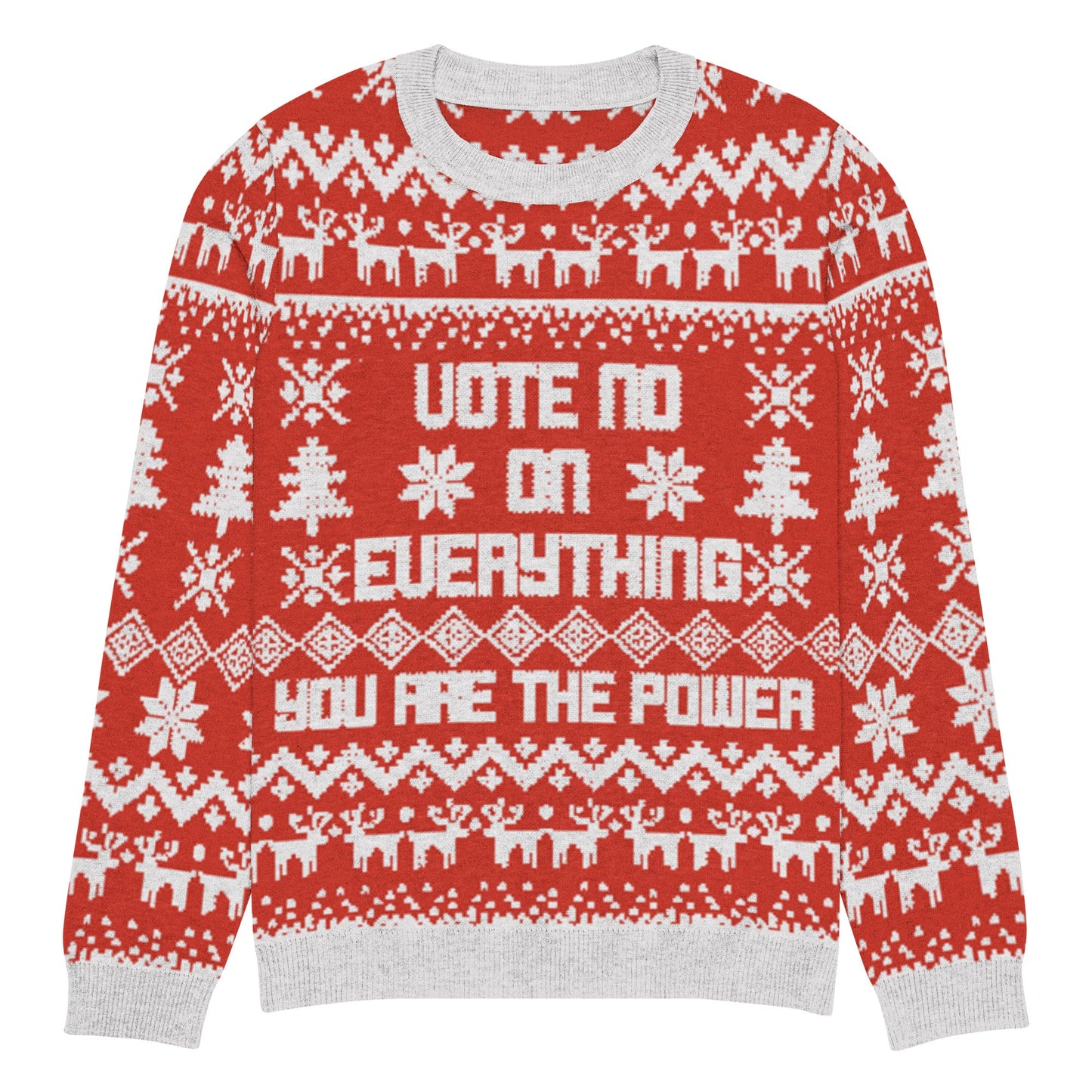 Vote No on Everything Knitted crew neck sweater