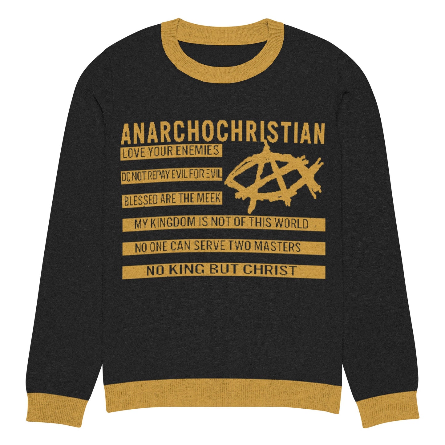 AnarchoChristian No King but Christ Knitted Ugly Christmas Sweater