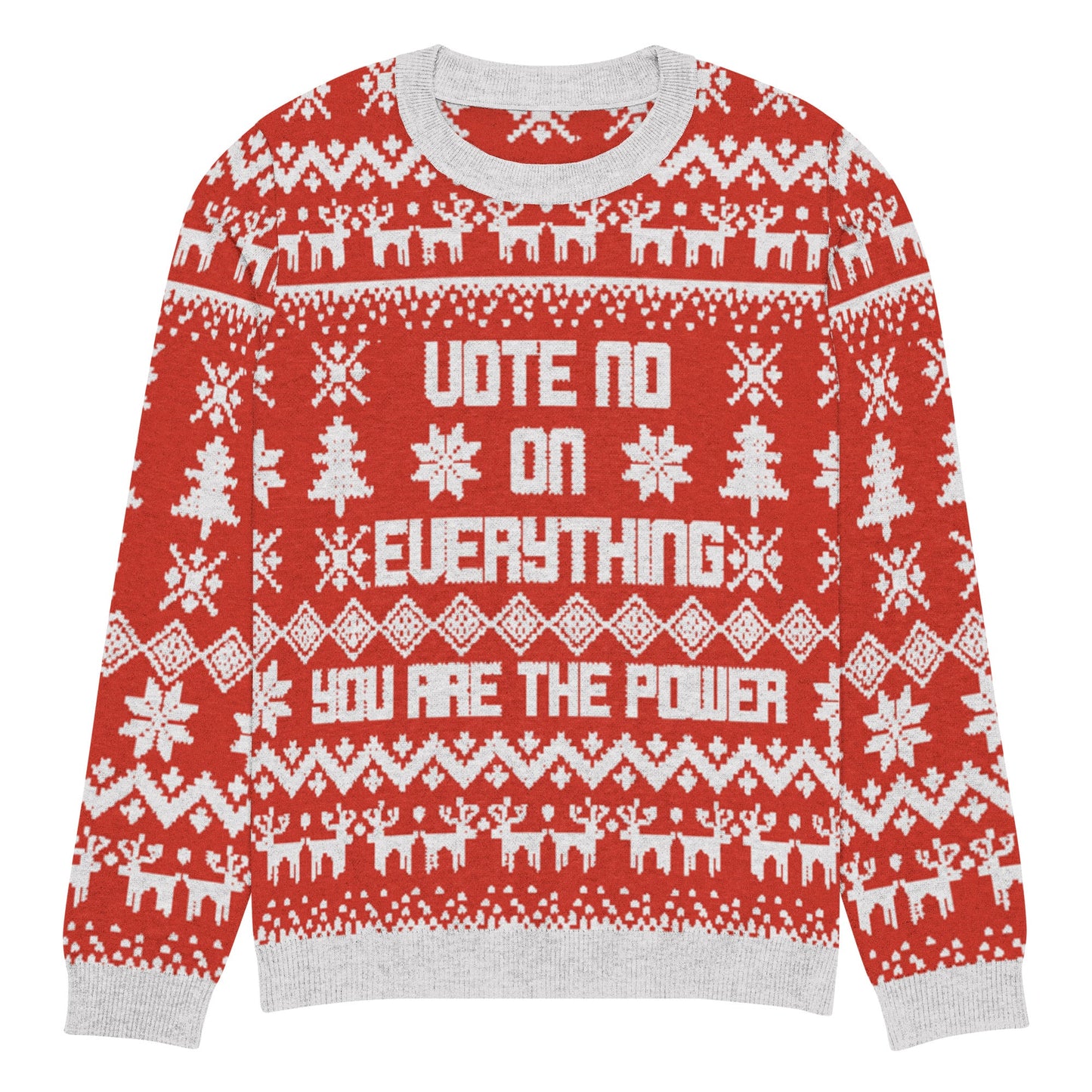 Vote No on Everything Knitted crew neck sweater