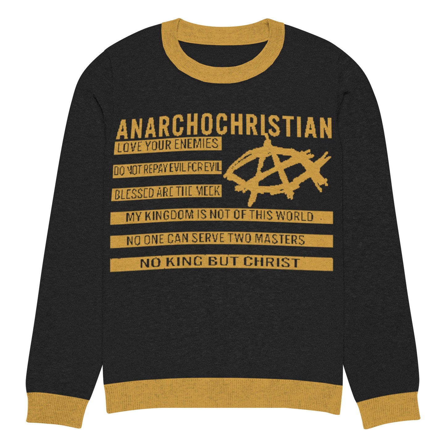 AnarchoChristian No King but Christ Knitted Ugly Christmas Sweater