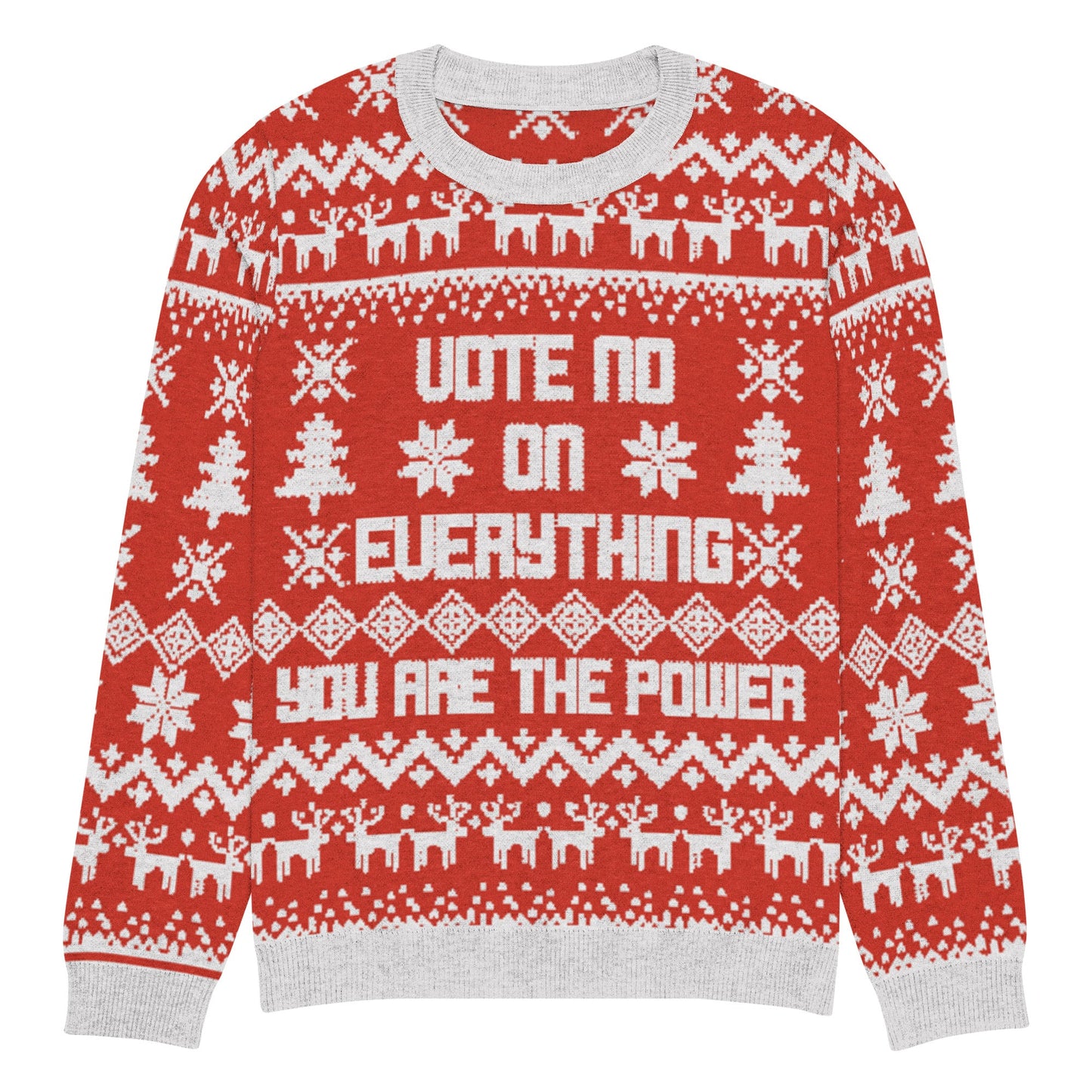 Vote No on Everything Knitted crew neck sweater