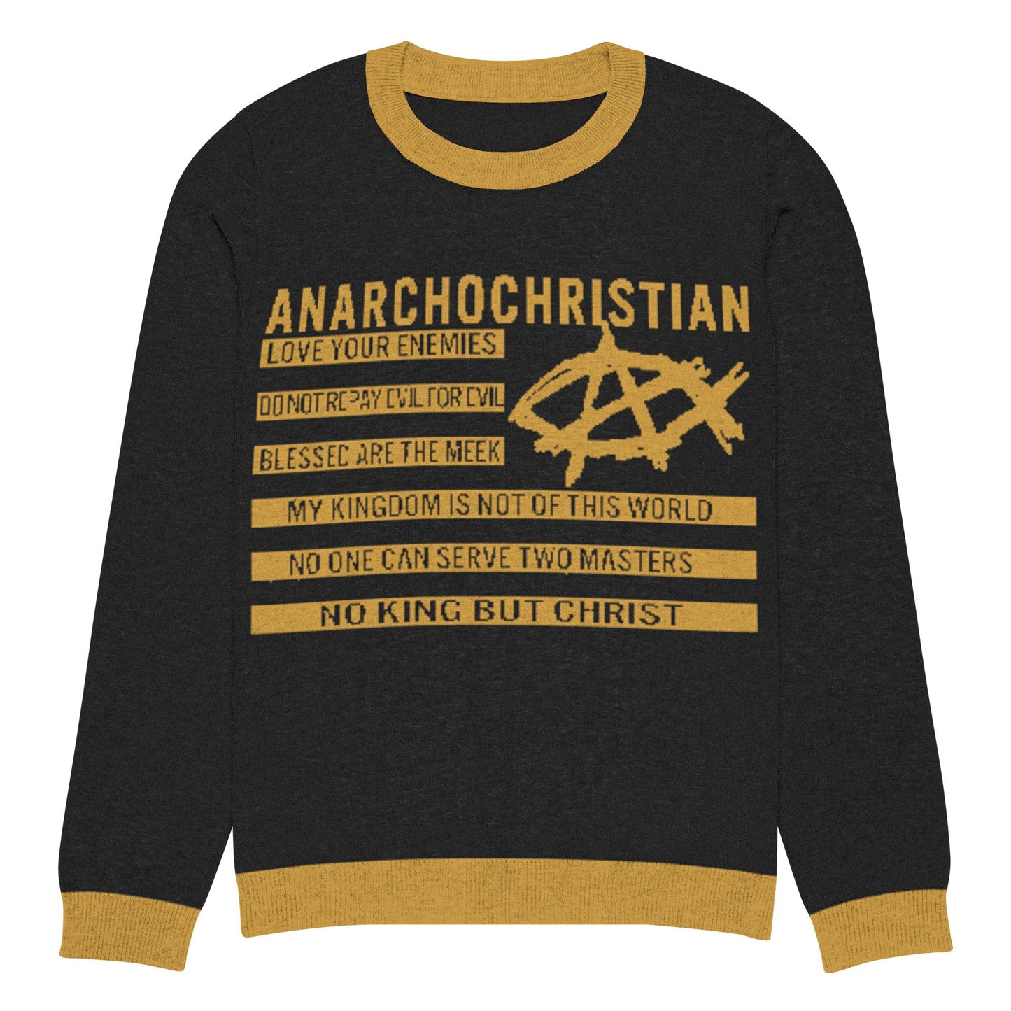AnarchoChristian No King but Christ Knitted Ugly Christmas Sweater