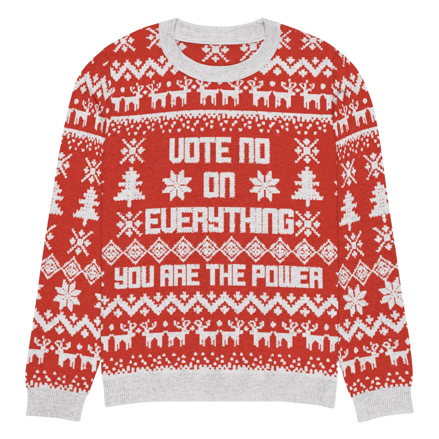 Vote No on Everything Knitted crew neck sweater
