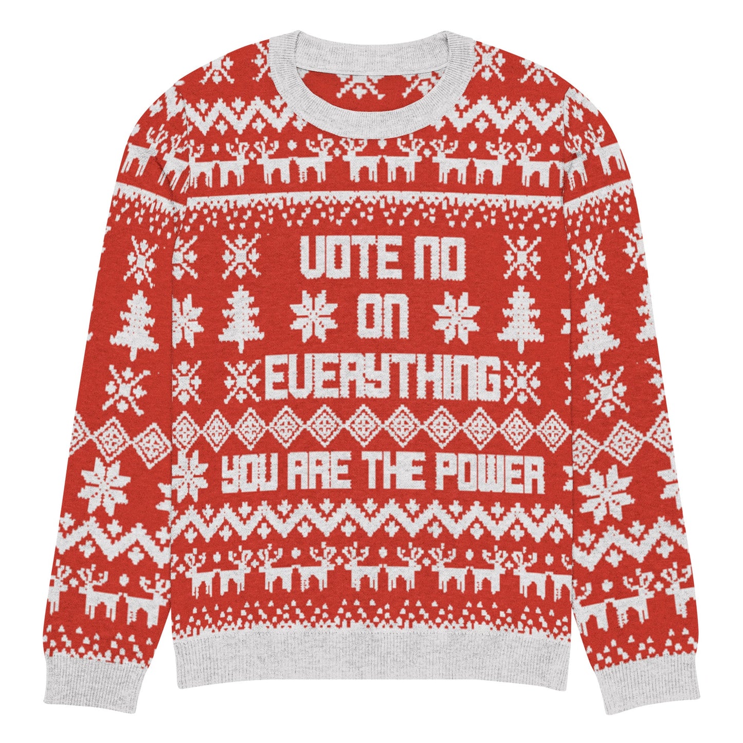 Vote No on Everything Knitted crew neck sweater