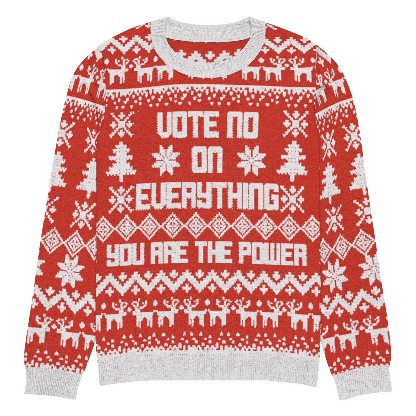Vote No on Everything Knitted crew neck sweater