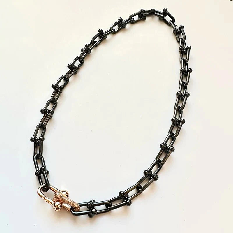 Classic Gold & Black Electroplated Gothic Necklace
