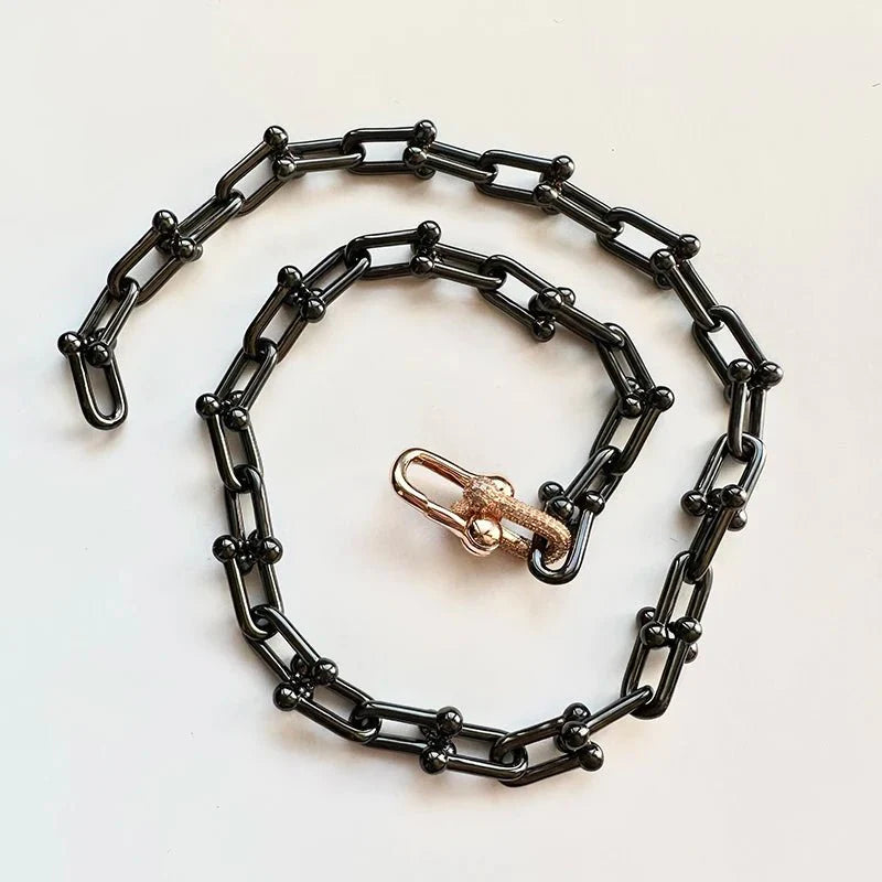 Classic Gold & Black Electroplated Gothic Necklace