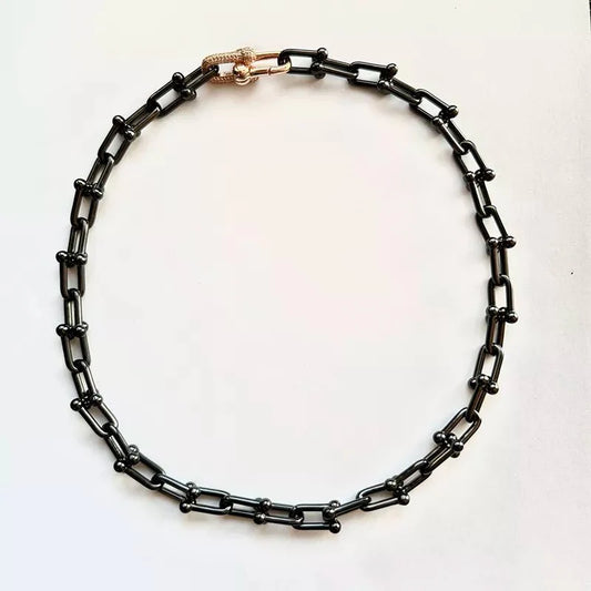 Classic Gold & Black Electroplated Gothic Necklace