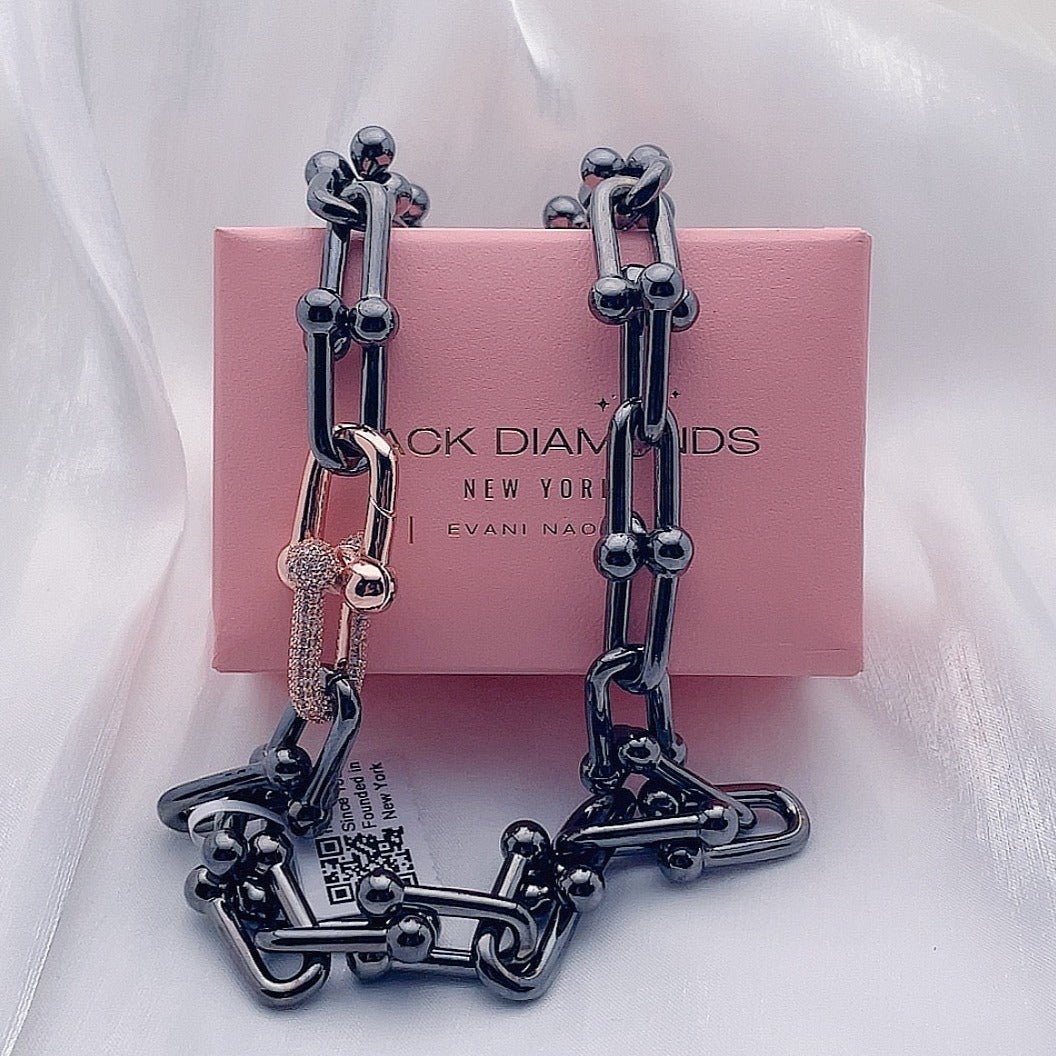 Classic Gold & Black Electroplated Gothic Necklace