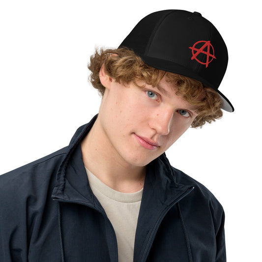 Ancom Anarchy Anarchocommunism Black & Red Closed-back trucker cap