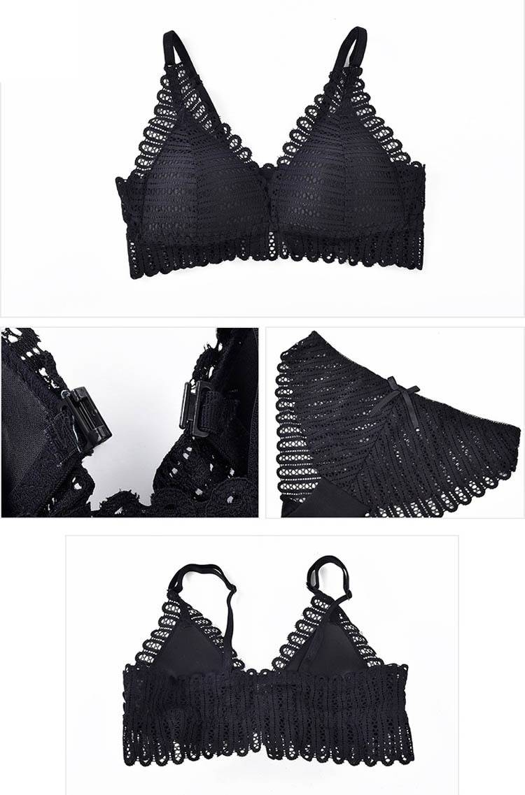 Lace Front Closure Bra With Panties Set