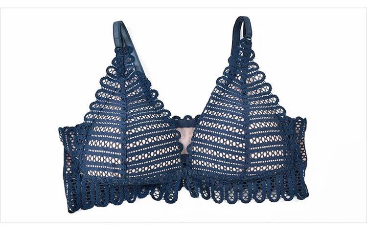 Lace Front Closure Bra With Panties Set