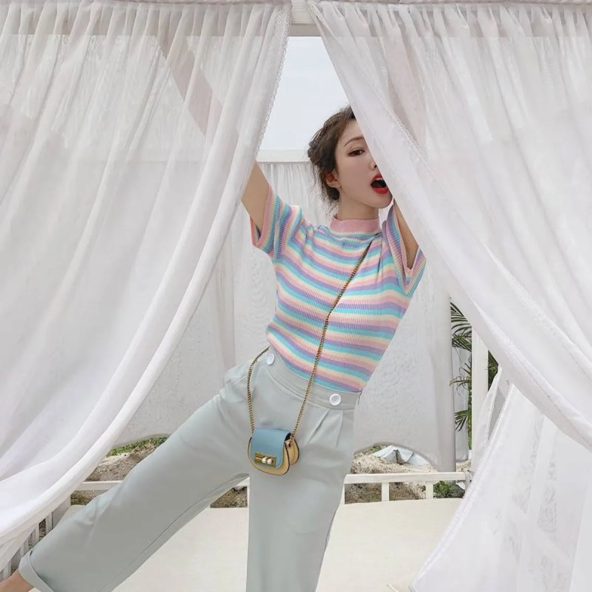 Colorful Striped Crop Top