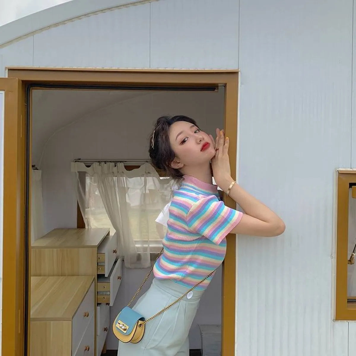 Colorful Striped Crop Top