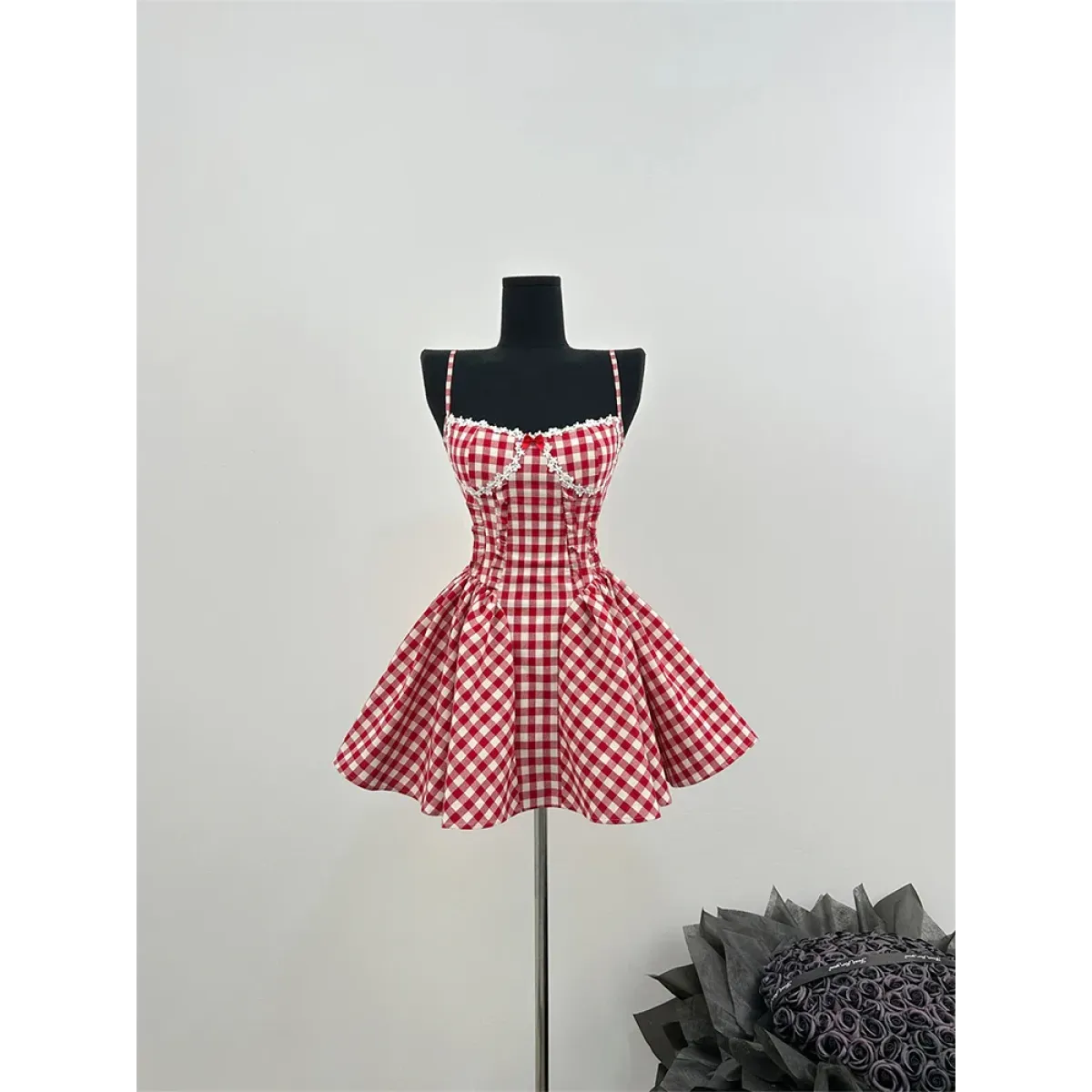 Coquette Plaid Mini Dress – Balletcore Gyaru Party Dress