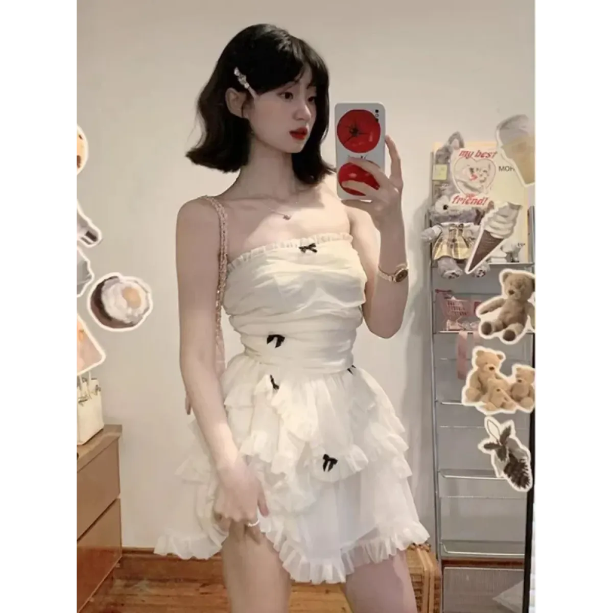 Corset Mini Dress – Y2K Lace Ruffle Bodycon Party Outfit