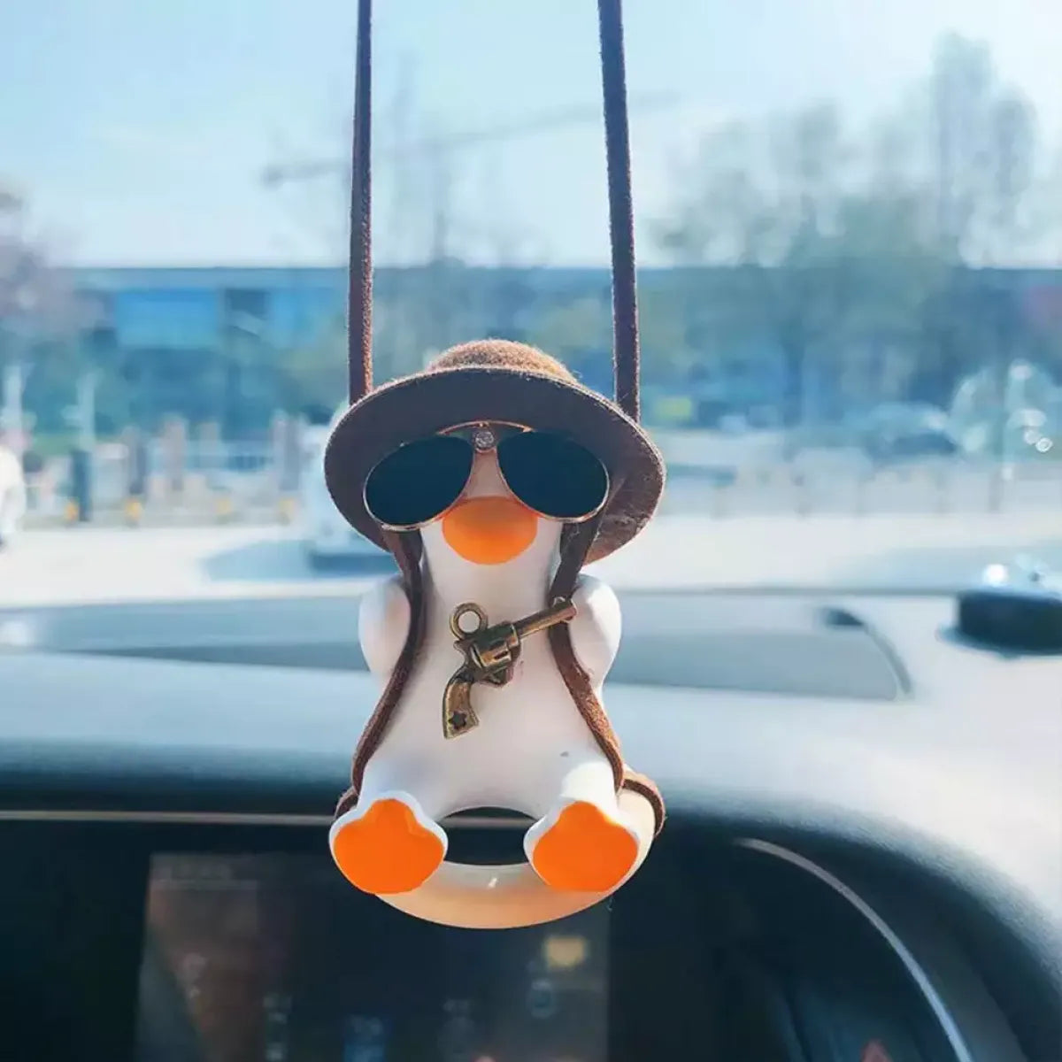 Cute Anime Cowboy Duck Car Pendant