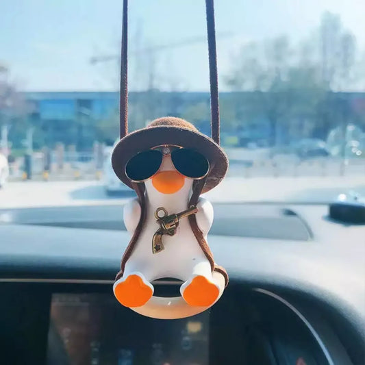 Cute Anime Cowboy Duck Car Pendant