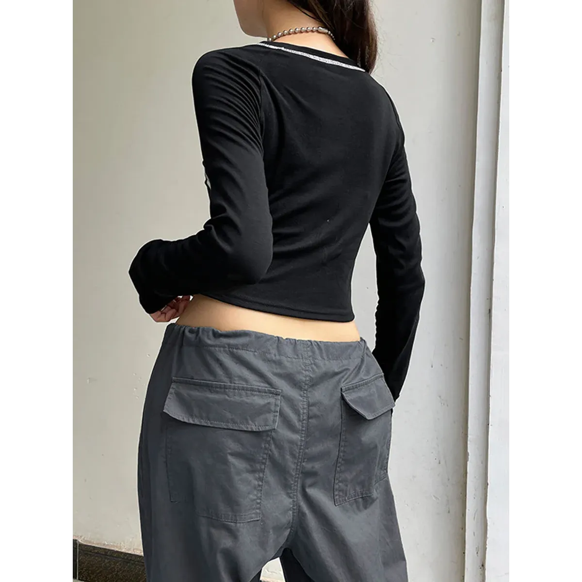 Crew Neck Letter Print Top - Long Sleeve Casual Streetwear T-Shirt