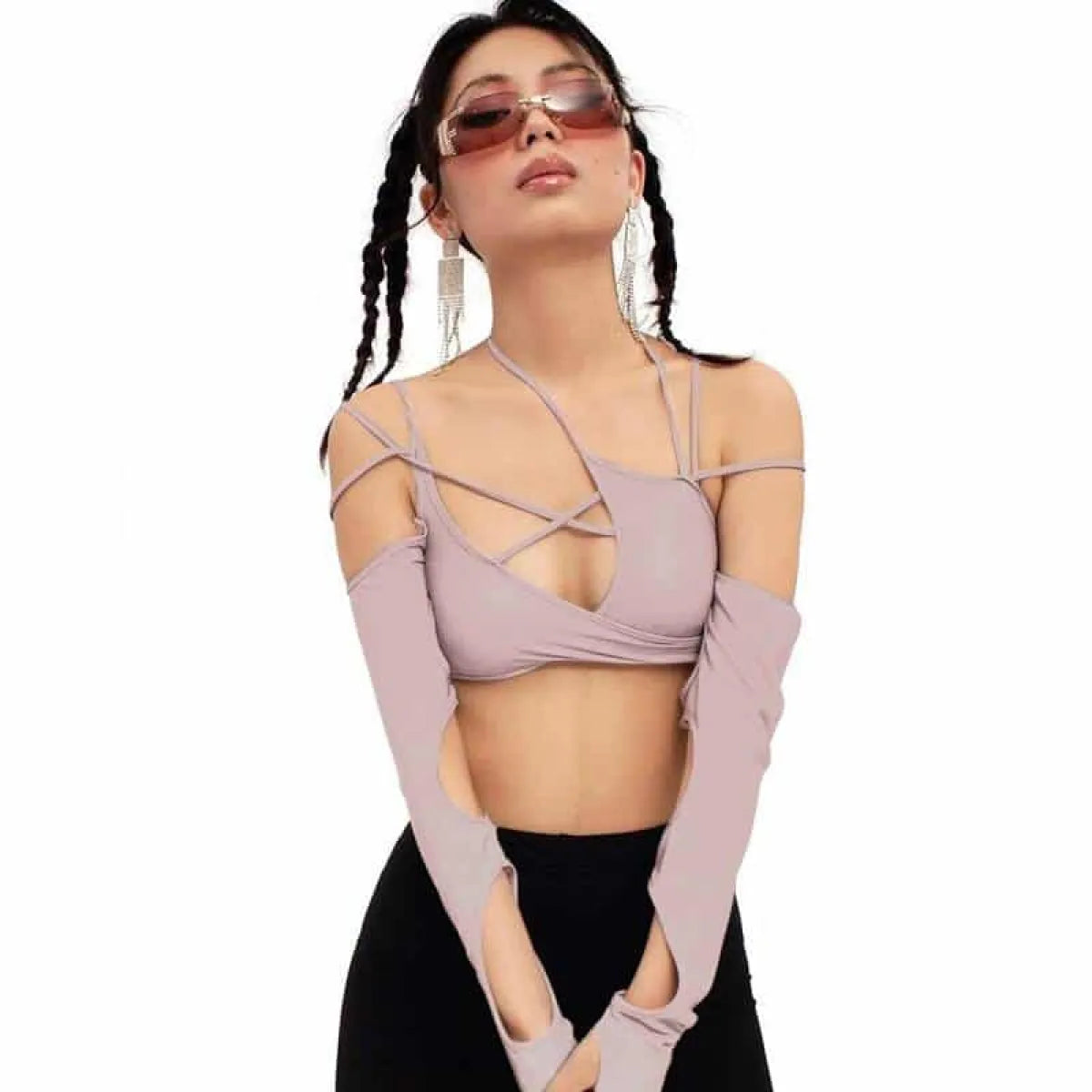Cyber Punk Long Sleeve Crop Top