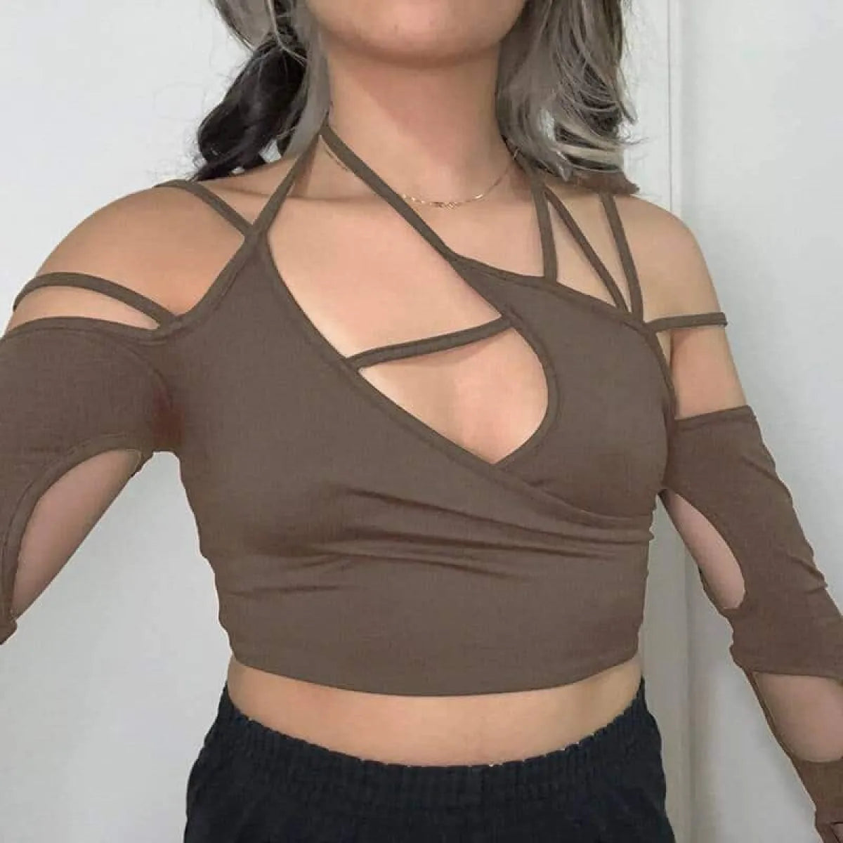 Cyber Punk Long Sleeve Crop Top