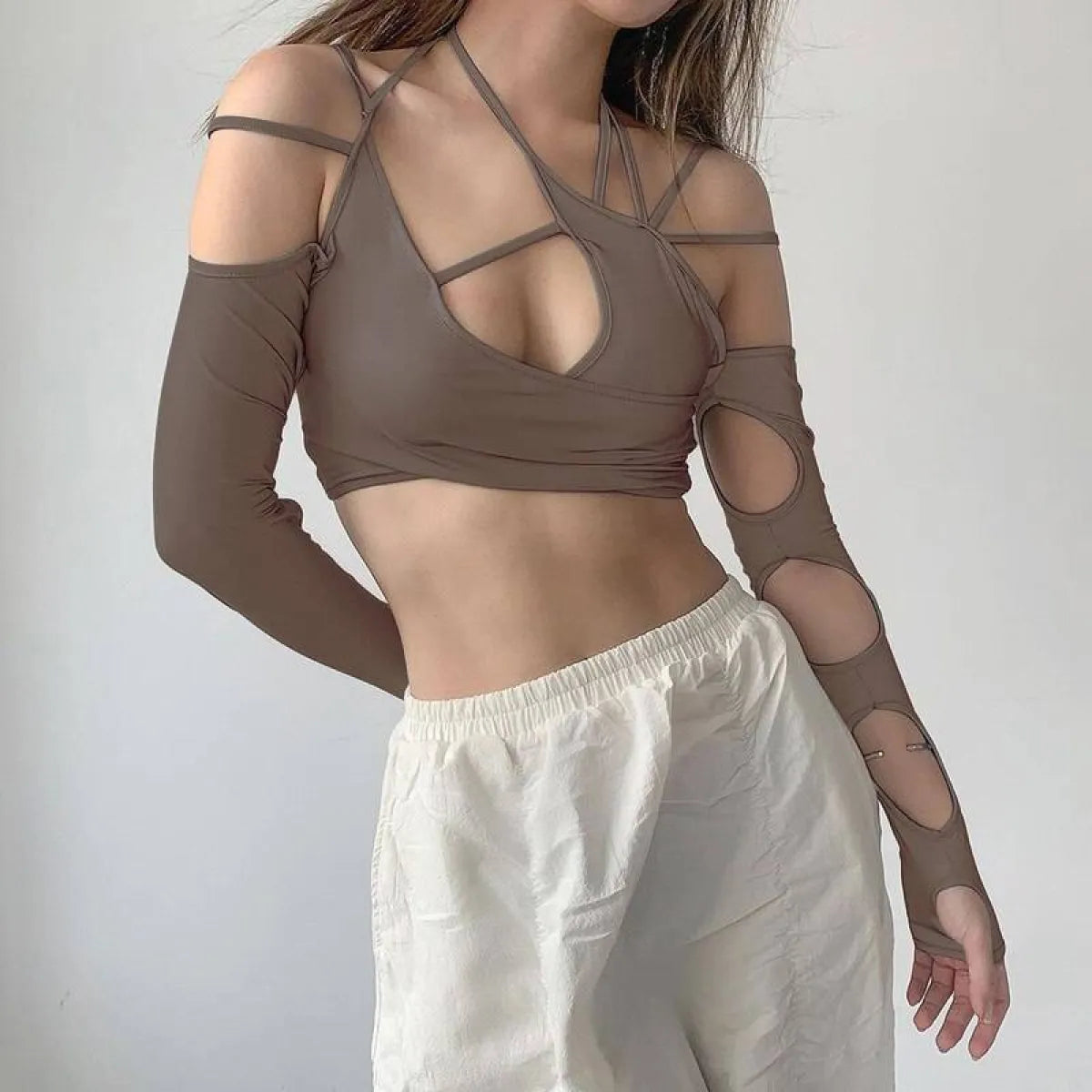 Cyber Punk Long Sleeve Crop Top