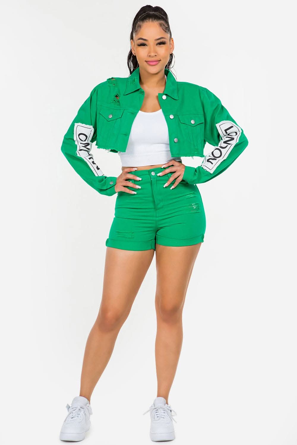 American Bazi high waist denim shorts
