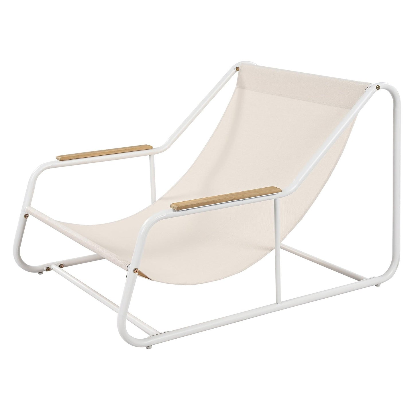 Outdoor Chaise Lounge Chairs Set of 3 with Acacia Side Table, Pool Lounge Chairs for Lawn, Deck, Beach