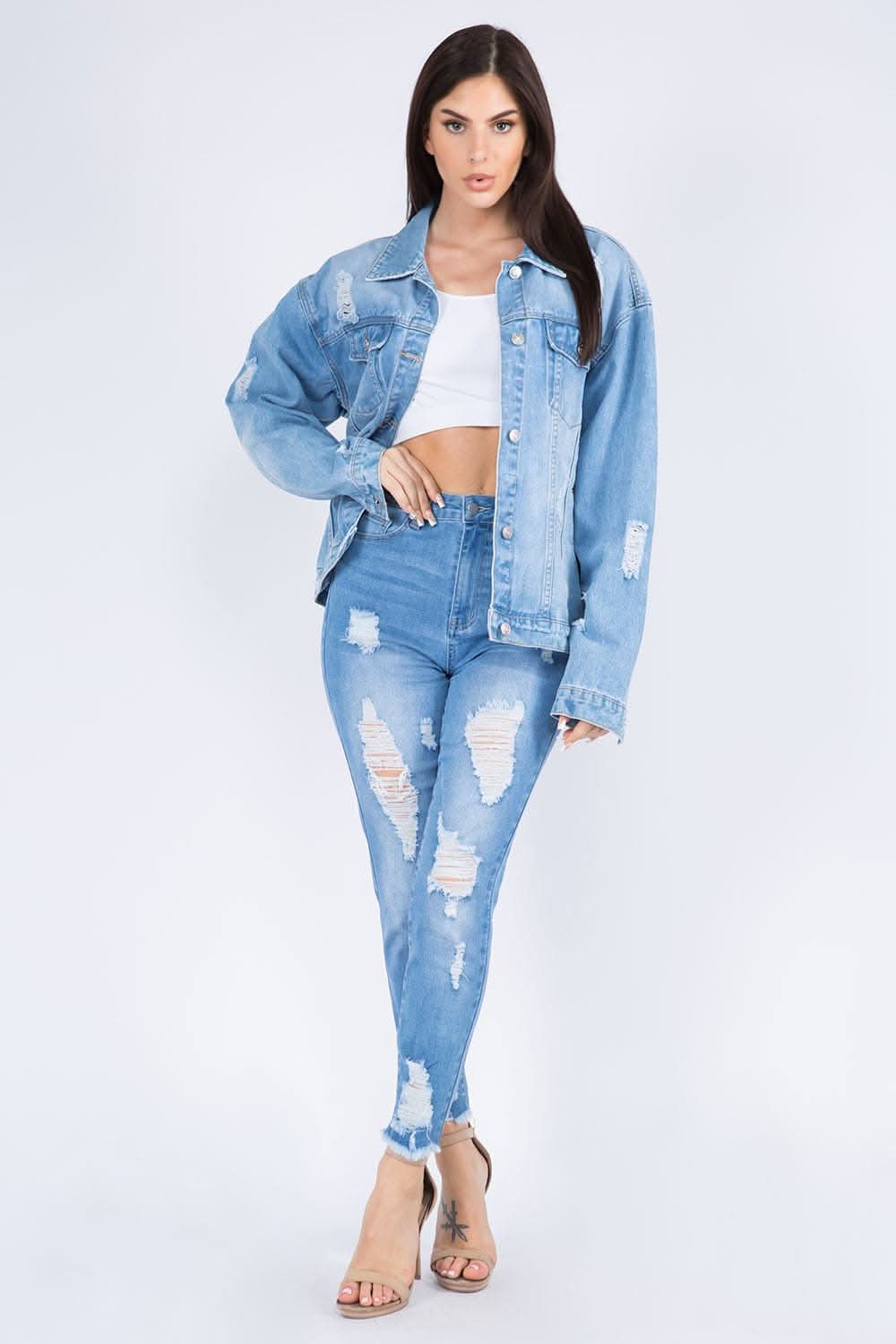 American Bazi distressed denim jacket