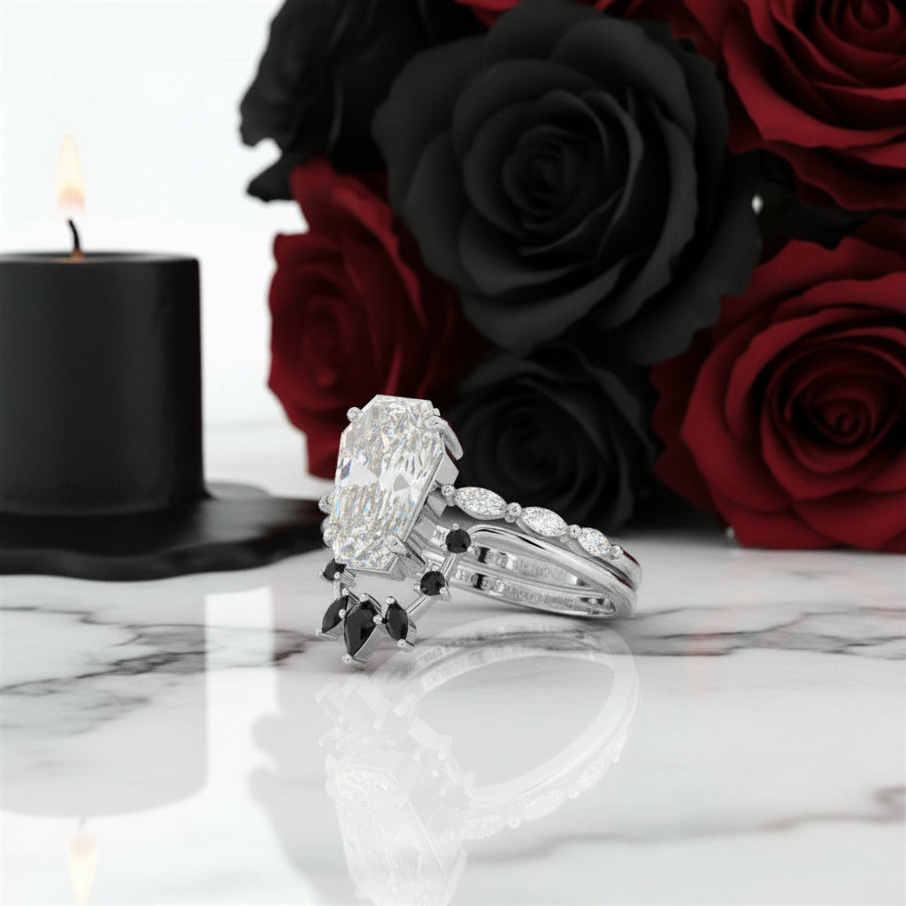 Devoted To You - Limited Coffin Cut Diamond Gothic Ring Set