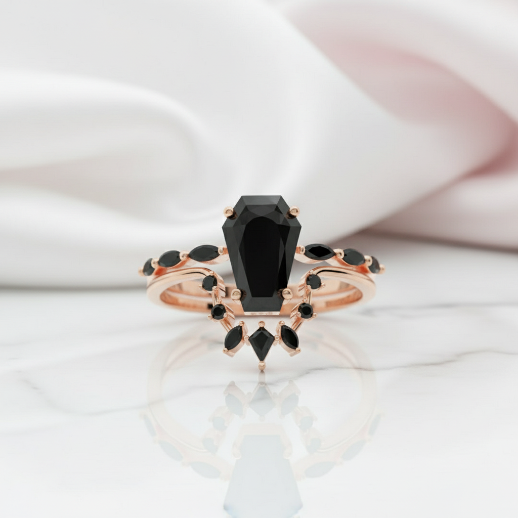 Devoted To You - Limited Coffin Cut Diamond Gothic Ring Set