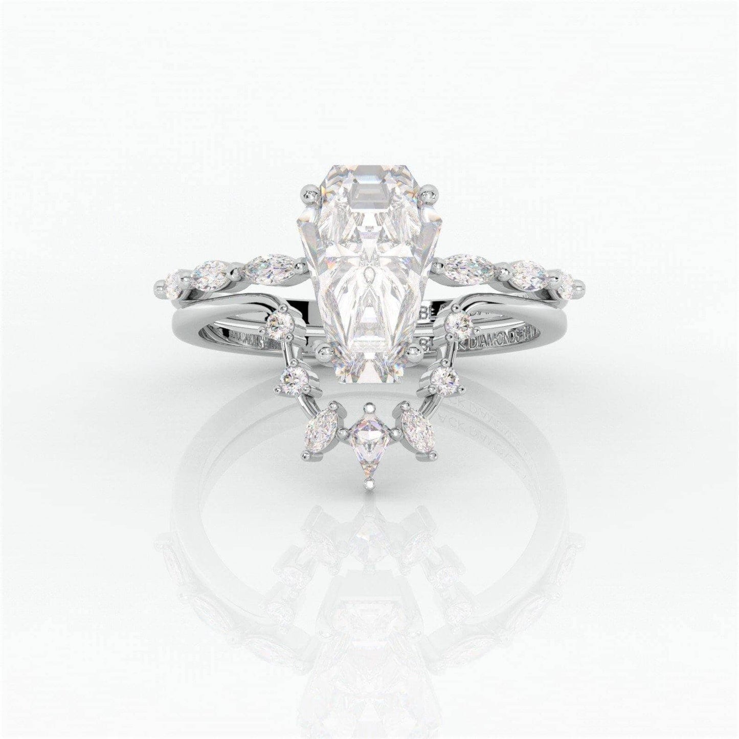 Devoted To You- Limited Coffin Cut Diamond Gothic Ring Set